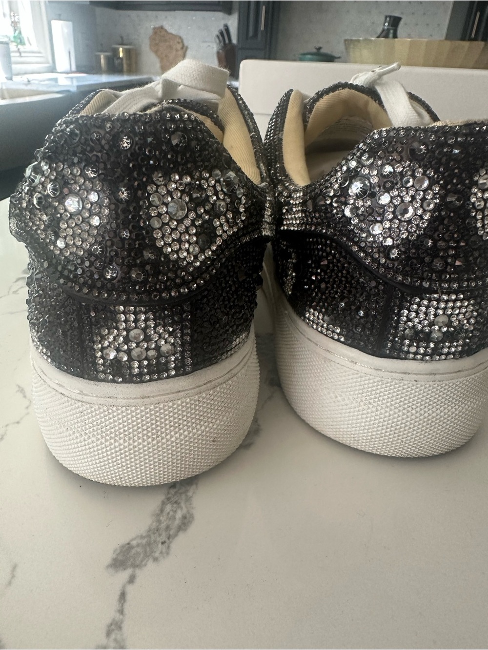 Betsey Johnson Women's Black & Silver Crystal Skull Lace-Up Sneakers -Size 7.5 - Picture 5 of 5